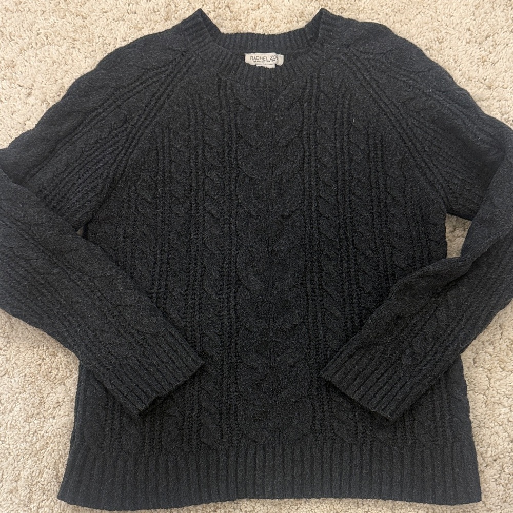 Blackish Grey Cable Knit Sweater